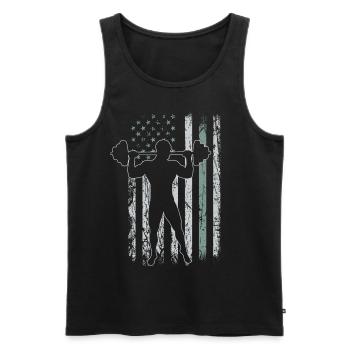 Weightlifting Retro USA Flag Gym 4th of July - Men's Premium Organic Tank Top - black - Front - Michal (187cm)