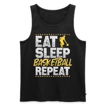 Basketball Manger Dormir Répéter Dunking Basketball - Débardeur bio Premium Homme - noir - Devant - AI Model Male 178 light (178cm)