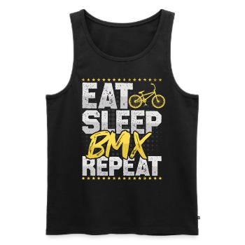 BMX Manger Dormir Répéter Freestyle Bike Tricks BMX - Débardeur bio Premium Homme - noir - Devant - AI Model Male 178 light (178cm)