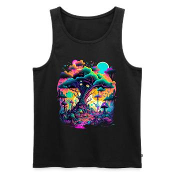Futuristische Fantasy Pilzlandschaft Pilze - Männer Premium Bio Tank Top - Schwarz - Vorne - Michal (187cm)