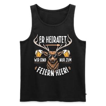 Poltern Männer T-Shirt Polterabend Hirsch JGA - Männer Premium Bio Tank Top - Schwarz - Vorne - Michal (187cm)