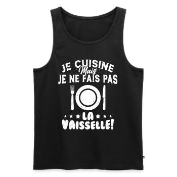 Je Cuisine Mais Je Ne Fais Pas La Vaisselle Humour - Débardeur bio Premium Homme - noir - Devant - Michal (187cm)