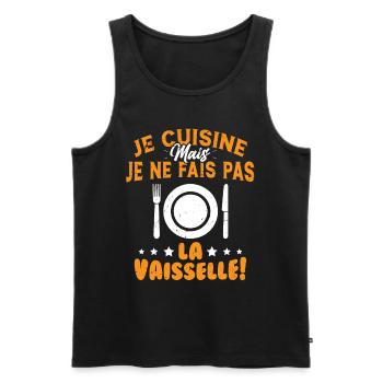 Je Cuisine Mais Je Ne Fais Pas La Vaisselle Humour - Débardeur bio Premium Homme - noir - Devant - Michal (187cm)