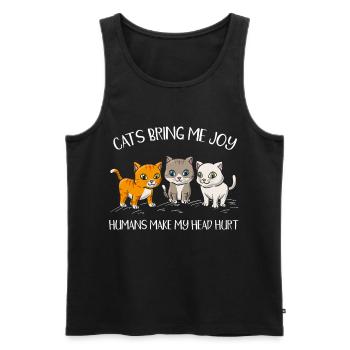 Les humains font du mal aux chats - Débardeur bio Premium Homme - noir - Devant - Michal (187cm)