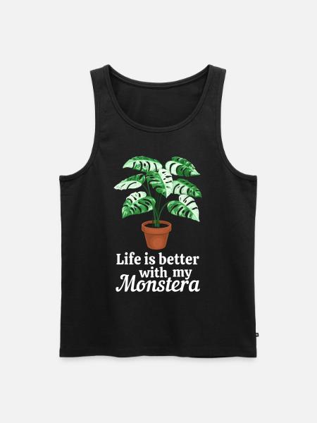 Life is better with my Monstera - Männer Premium Bio Tank Top - Schwarz