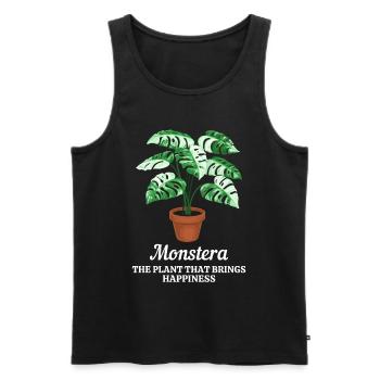 Monstera The Plant That Brings Happiness - Men's Premium Organic Tank Top - black - Front - AI Model Male 178 light (178cm)