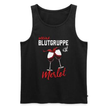 Mon groupe sanguin est Merlot Funny Wine Winemaker - Débardeur bio Premium Homme - noir - Devant - AI Model Male 178 light (178cm)