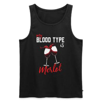 Wine Lover My Blod Type Is Merlot Funny Wine Maker - Men's Premium Organic Tank Top - black - Front - Michal (187cm)