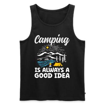 Camping is always a good Idea - Men's Premium Organic Tank Top - black - Front - AI Model Male 178 light (178cm)