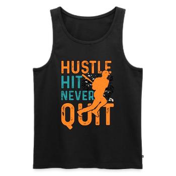 Hustle Hit Never Quit Baseball - Men's Premium Organic Tank Top - black - Front - AI Model Male 178 light (178cm)
