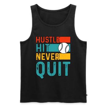 Hustle Hit Never Quit Baseball - Men's Premium Organic Tank Top - black - Front - AI Model Male 178 light (178cm)