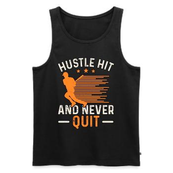 Hustle Hit And Never Quit Baseball - Men's Premium Organic Tank Top - black - Front - AI Model Male 178 light (178cm)