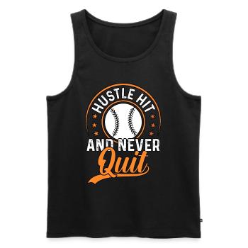 Hustle Hit And Never Quit Baseball - Men's Premium Organic Tank Top - black - Front - AI Model Male 178 light (178cm)