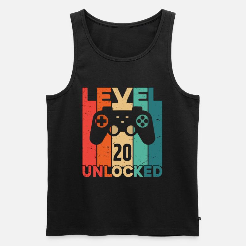 Level 20 freigeschaltet - Männer Premium Bio Tank Top - Schwarz