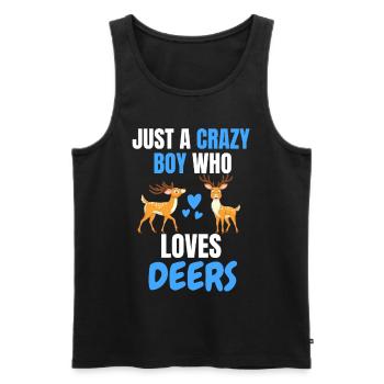 Verrückter Junge Tier Lustiges Geschenk Hirsch - Männer Premium Bio Tank Top - Schwarz - Vorne - Michal (187cm)