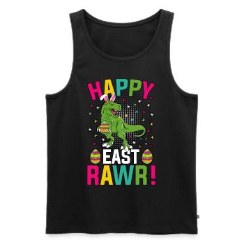 Happy East Rawr Pâques T-Rex - Débardeur bio Premium Homme - noir - Devant - AI Model Male 178 light (178cm)