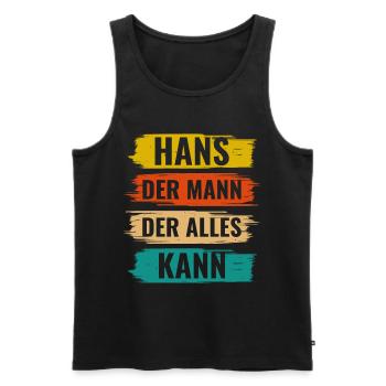 Hans Der Mann Der Alles Kann Vorname Hans - Männer Premium Bio Tank Top - Schwarz - Vorne - AI Model Male 178 light (178cm)