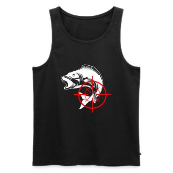 Angling - Men's Premium Organic Tank Top - black - Front - AI Model Male 178 light (178cm)