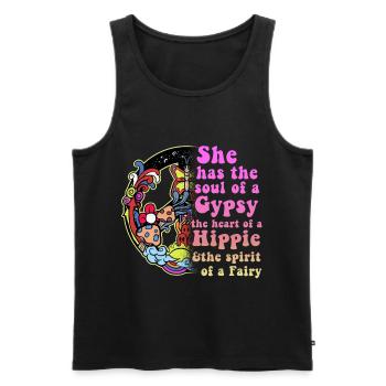 Hippie - Männer Premium Bio Tank Top - Schwarz - Vorne - AI Model Male 178 light (178cm)