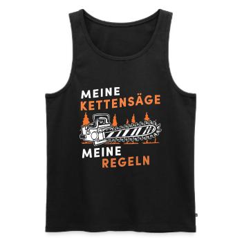 Holz Geschenke Chainsaw Kettensäge Waldarbeiter - Männer Premium Bio Tank Top - Schwarz - Vorne - Michal (187cm)