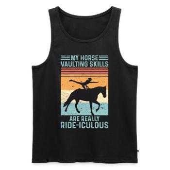Lustiges Reitpferd Voltigieren Retro - Männer Premium Bio Tank Top - Schwarz - Vorne - AI Model Male 178 light (178cm)