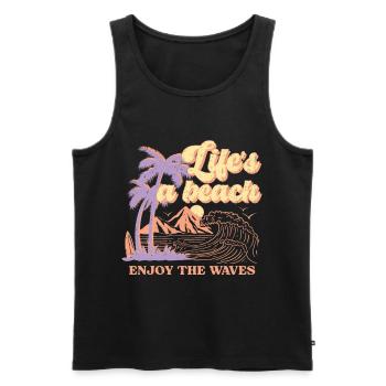 Life's A Beach Enjoy The Waves Summer - Men's Premium Organic Tank Top - black - Front - AI Model Male 178 light (178cm)