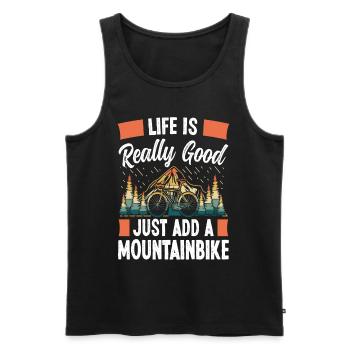Life is really good mountain biking - Men's Premium Organic Tank Top - black - Front - Michal (187cm)