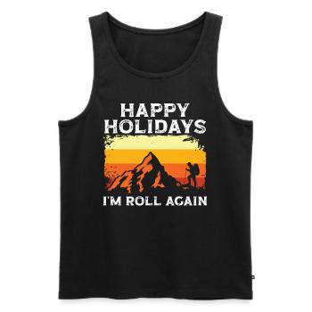 Happy Holidays and Hiking in the - Männer Premium Bio Tank Top - Schwarz - Vorne - Michal (187cm)