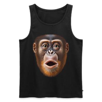 Funny Monkey T-Shirt - Men's Premium Organic Tank Top - black - Front - AI Model Male 178 light (178cm)