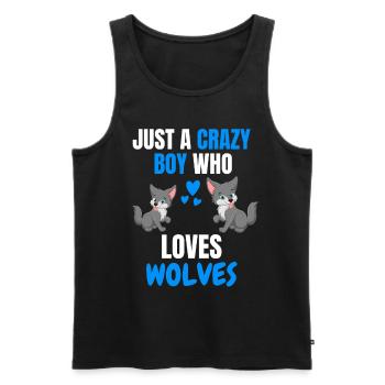 Crazy Young Forest Animal Funny Gift Wolf - Men's Premium Organic Tank Top - black - Front - Michal (187cm)