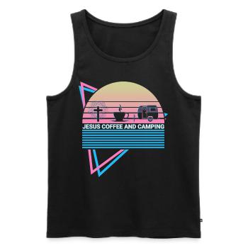 Christlicher Camper Camping Retro - Männer Premium Bio Tank Top - Schwarz - Vorne - Michal (187cm)