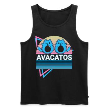 Funny Cat Retro Avocado - Men's Premium Organic Tank Top - black - Front - Michal (187cm)