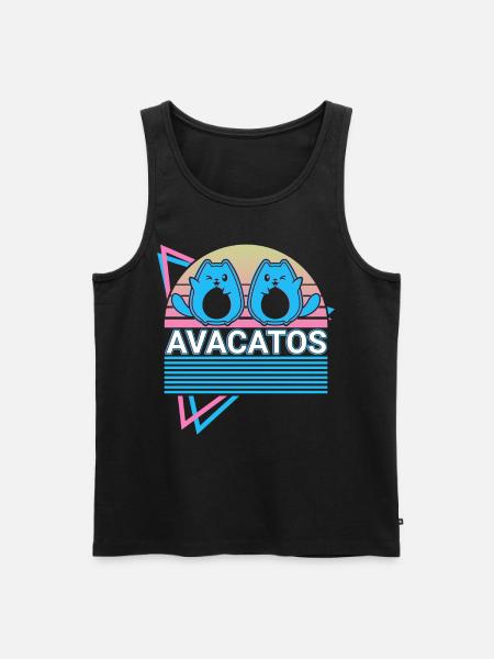 Funny Cat Retro Avocado - Men's Premium Organic Tank Top - black