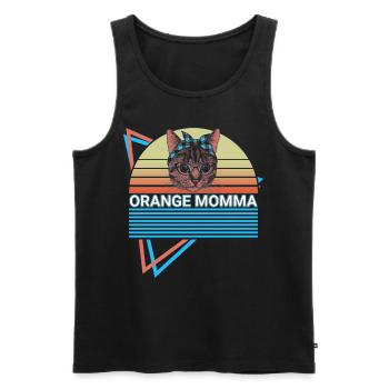 Funny Orange Cat Retro - Men's Premium Organic Tank Top - black - Front - AI Model Male 178 light (178cm)