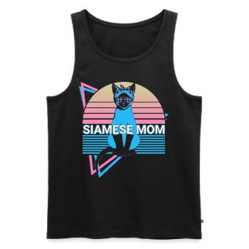 Drôle de chat siamois Rétro - Débardeur bio Premium Homme - noir - Devant - Michal (187cm)