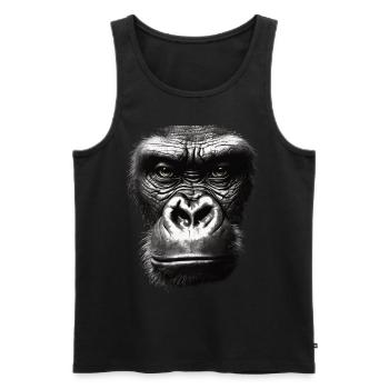 Funny Monkey T-Shirt - Men's Premium Organic Tank Top - black - Front - AI Model Male 178 light (178cm)