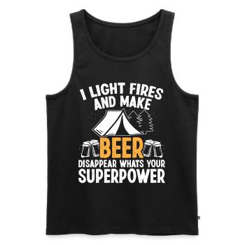 I light Fires and make Beer disappear - Men's Premium Organic Tank Top - black - Front - AI Model Male 178 light (178cm)