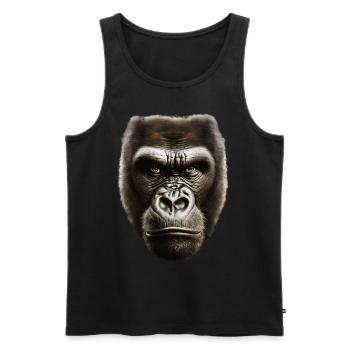 Funny Monkey T-Shirt - Men's Premium Organic Tank Top - black - Front - AI Model Male 178 light (178cm)