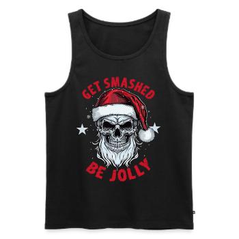 Get Smashed Be Jolly Drunk Santa Claus Skull Chris - Men's Premium Organic Tank Top - black - Front - AI Model Male 178 light (178cm)
