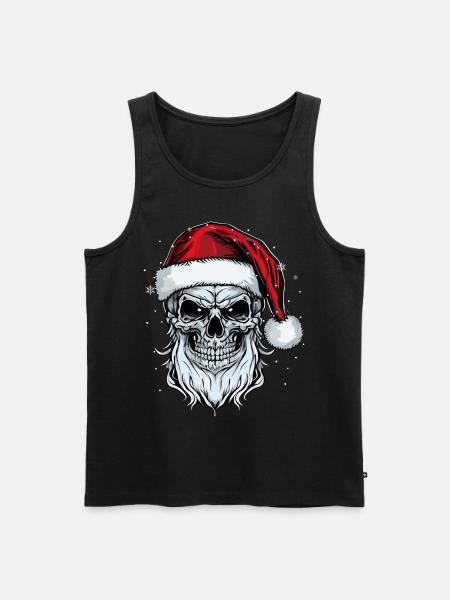 Święty Mikołaj Czaszka Boże Narodzenie Horror Metal Rock n Ro - Ekologiczny tank top męski Premium - czarny