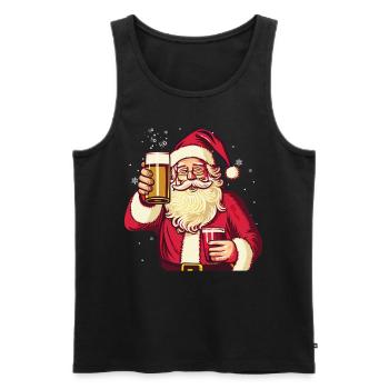 Bad Santa Claus Beer Mug Funny Beer Drinking Chris - Men's Premium Organic Tank Top - black - Front - AI Model Male 178 light (178cm)