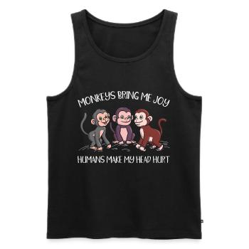 Animal Monkey Wildlife Monkey Whisperer - Men's Premium Organic Tank Top - black - Front - AI Model Male 178 light (178cm)