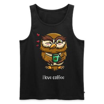 Animal Wildlife Caffeine Drinker Owl - Men's Premium Organic Tank Top - black - Front - Michal (187cm)