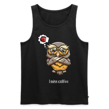 Coffeeholic Owl Whisperer - Men's Premium Organic Tank Top - black - Front - Michal (187cm)