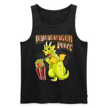 Papa-Drache, Papadragon, lustiger Vatertag Spruch - Männer Premium Bio Tank Top - Schwarz - Vorne - AI Model Male 178 light (178cm)