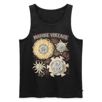 Vintage Ocean, étoile de mer botanique, mandala antique - Débardeur bio Premium Homme - noir - Devant - AI Model Male 178 light (178cm)