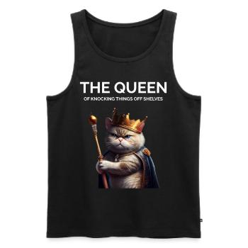 The Queen Nocking Things Royal Cat - Men's Premium Organic Tank Top - black - Front - Michal (187cm)