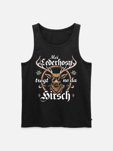 Trachtenshirt Herren Trachten T-Shirt Lederhose - Männer Premium Bio Tank Top - Schwarz