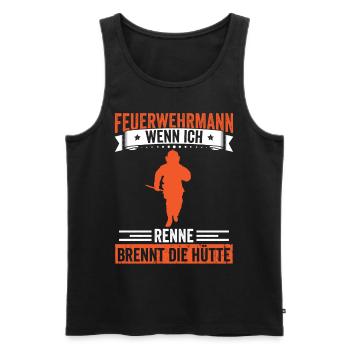 Feuerwehr Wenn ich renne brennt die Hütte - Männer Premium Bio Tank Top - Schwarz - Vorne - AI Model Male 178 light (178cm)
