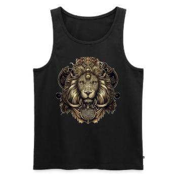 Leo Ornate Lion Head Detailed Astrology Leo Zodiac - Men's Premium Organic Tank Top - black - Front - AI Model Male 178 light (178cm)